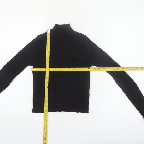 Pimkie Womens Black Slim Fit Mock Neck Long Sleeve Knit Jumper S