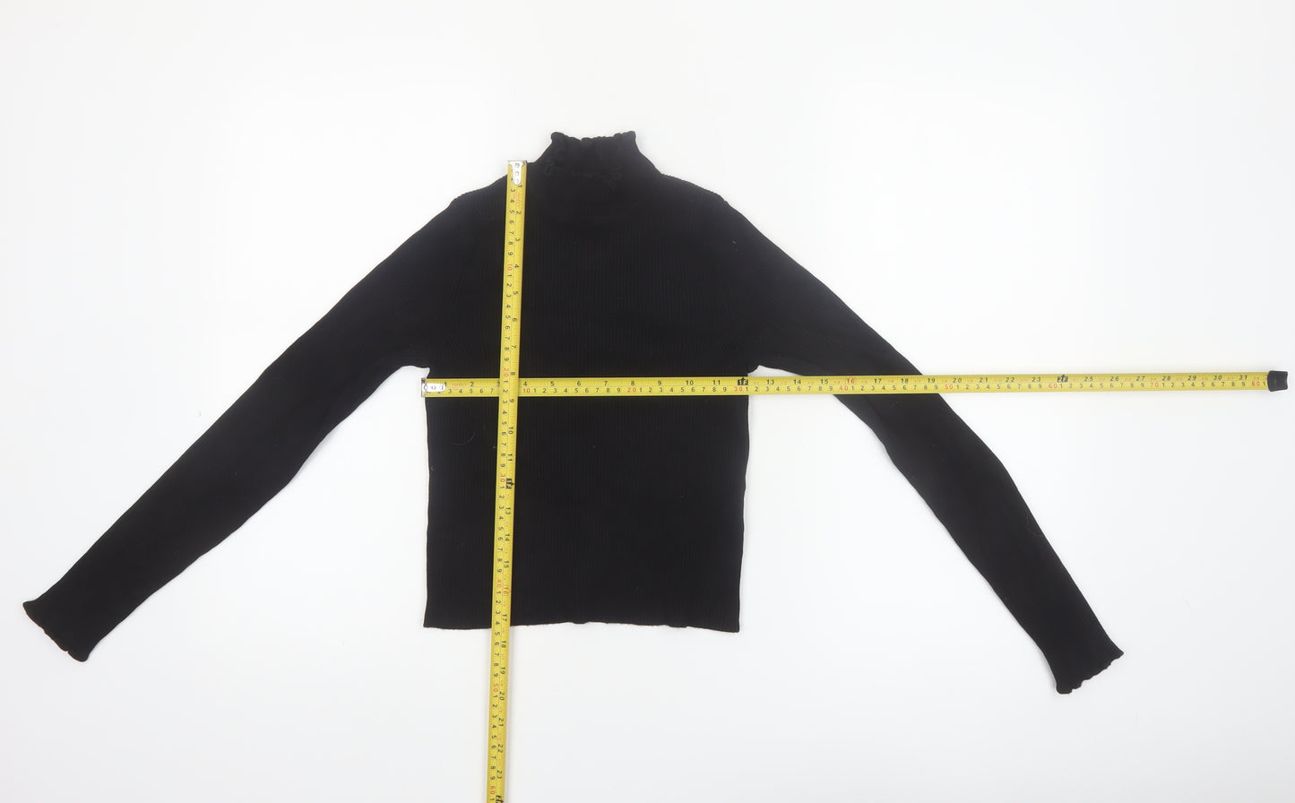 Pimkie Womens Black Slim Fit Mock Neck Long Sleeve Knit Jumper S