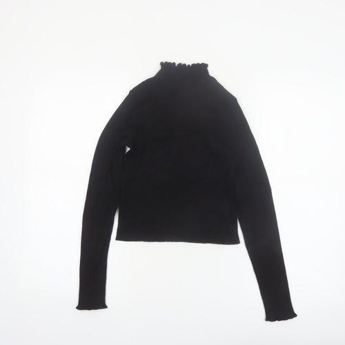 Pimkie Womens Black Slim Fit Mock Neck Long Sleeve Knit Jumper S