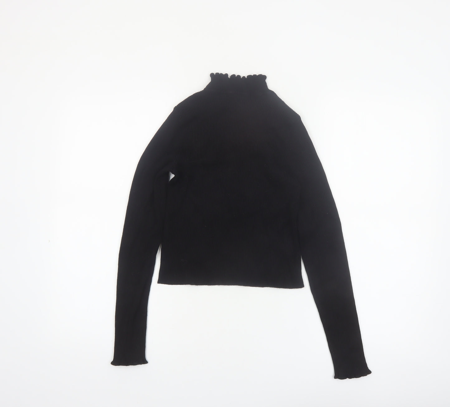 Pimkie Womens Black Slim Fit Mock Neck Long Sleeve Knit Jumper S