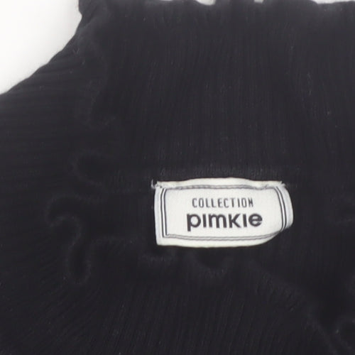 Pimkie Womens Black Slim Fit Mock Neck Long Sleeve Knit Jumper S