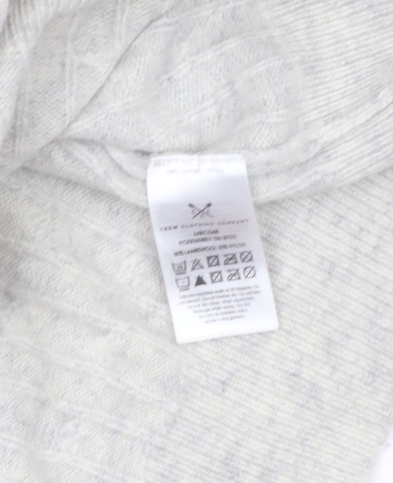 Crew Clothing Company Men's Grey Cable-Knit 1/2 Zip Jumper M