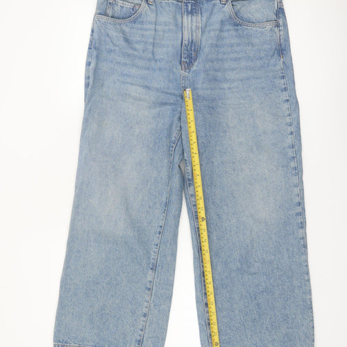 Massimo Dutti Women Blue 14 High Rise Cropped Wide-Leg Jeans