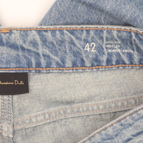 Massimo Dutti Women Blue 14 High Rise Cropped Wide-Leg Jeans