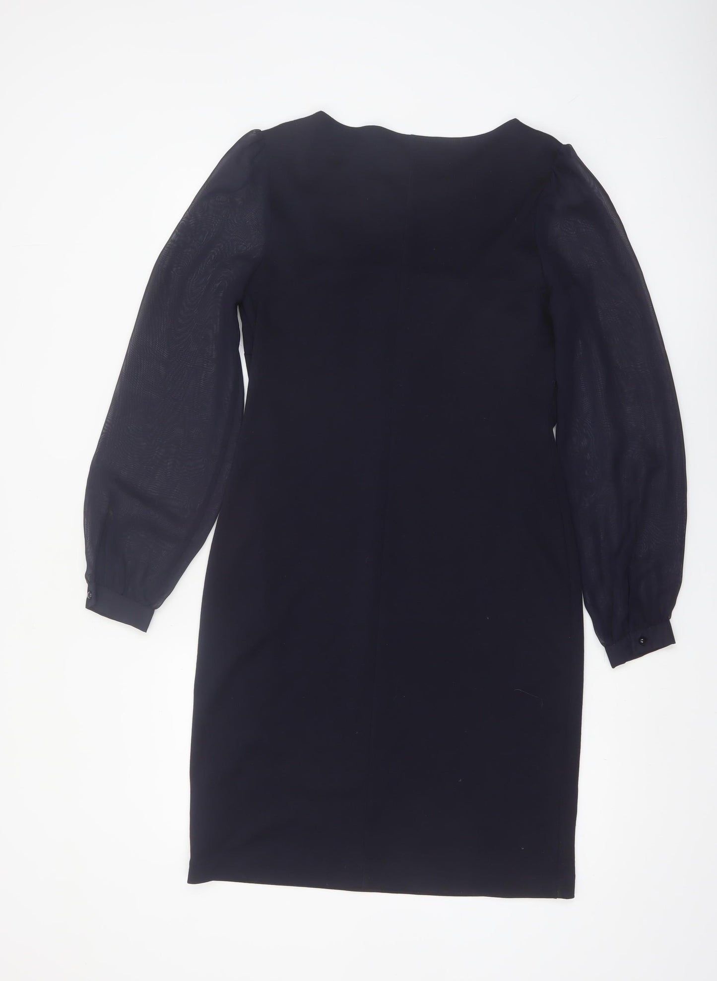 Dunnes Women Black Beaded Shift Dress Size 10 Long Sleeve
