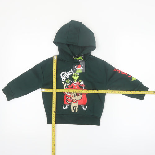 Primark Boys Green The Grinch Hoodie 1.5-2 Years Cotton Blend Christmas
