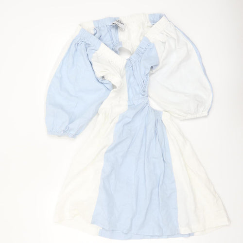 Paper Heart Women's Blue & White Off Shoulder A-Line Short Dress Size 10