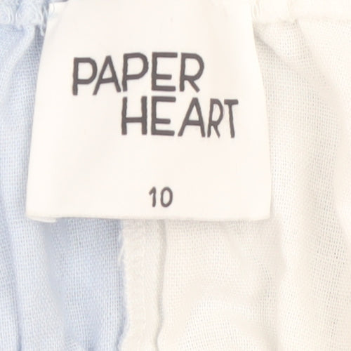 Paper Heart Women's Blue & White Off Shoulder A-Line Short Dress Size 10