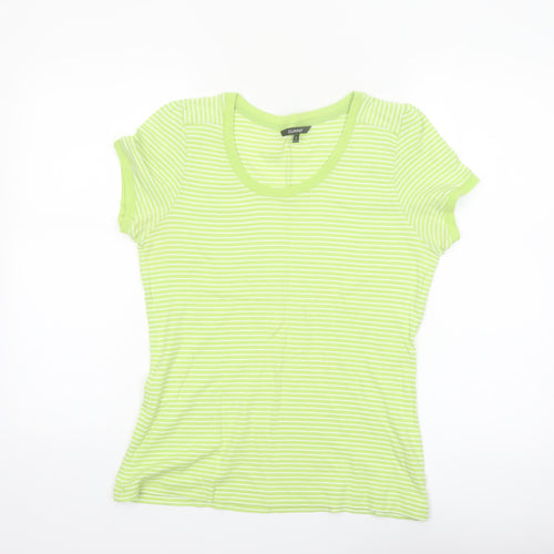 Dunnes Women’s Green Striped Short Sleeve Cotton T-Shirt Size 16