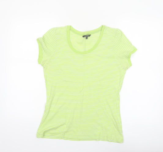 Dunnes Women’s Green Striped Short Sleeve Cotton T-Shirt Size 16