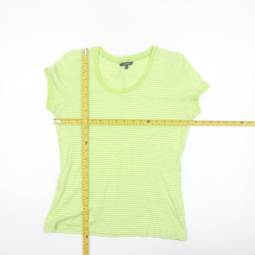Dunnes Women’s Green Striped Short Sleeve Cotton T-Shirt Size 16