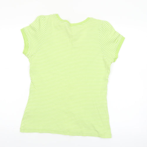 Dunnes Women’s Green Striped Short Sleeve Cotton T-Shirt Size 16