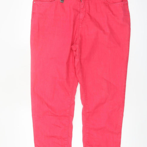 Marks and Spencer Per Una Pink Cropped Stretch Cotton Trousers Size 16