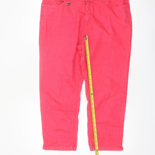 Marks and Spencer Per Una Pink Cropped Stretch Cotton Trousers Size 16