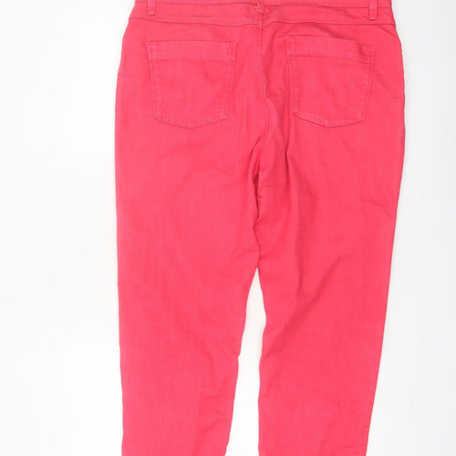 Marks and Spencer Per Una Pink Cropped Stretch Cotton Trousers Size 16