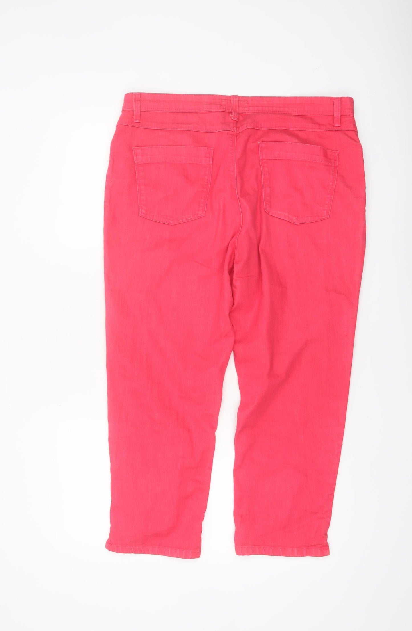 Marks and Spencer Per Una Pink Cropped Stretch Cotton Trousers Size 16