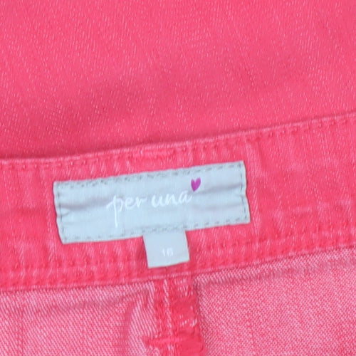 Marks and Spencer Per Una Pink Cropped Stretch Cotton Trousers Size 16