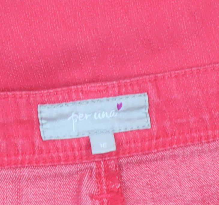 Marks and Spencer Per Una Pink Cropped Stretch Cotton Trousers Size 16