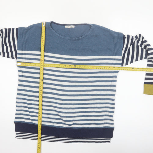 White Stuff Women Blue Striped Cotton Blend Jumper UK 12