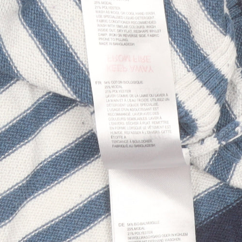 White Stuff Women Blue Striped Cotton Blend Jumper UK 12