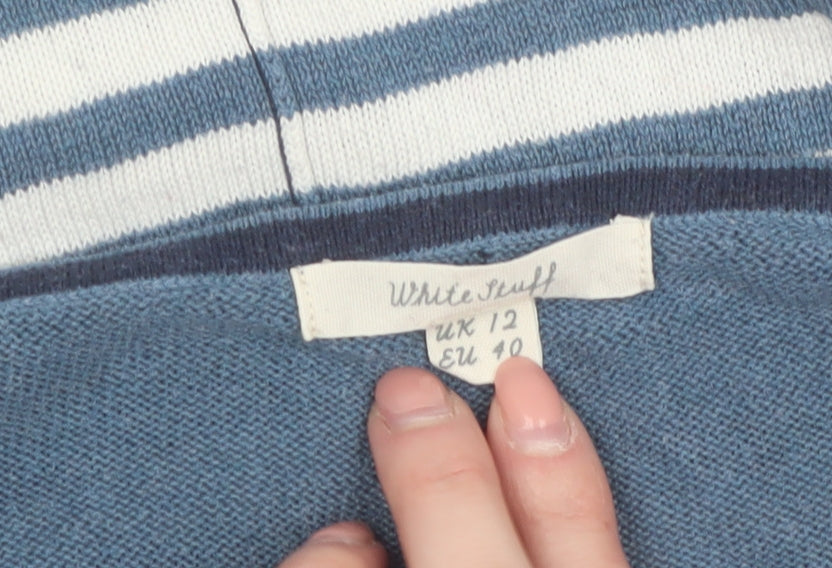 White Stuff Women Blue Striped Cotton Blend Jumper UK 12
