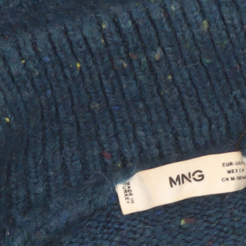 MNG Women’s Blue Cable-Knit Roll Neck Jumper Size 12