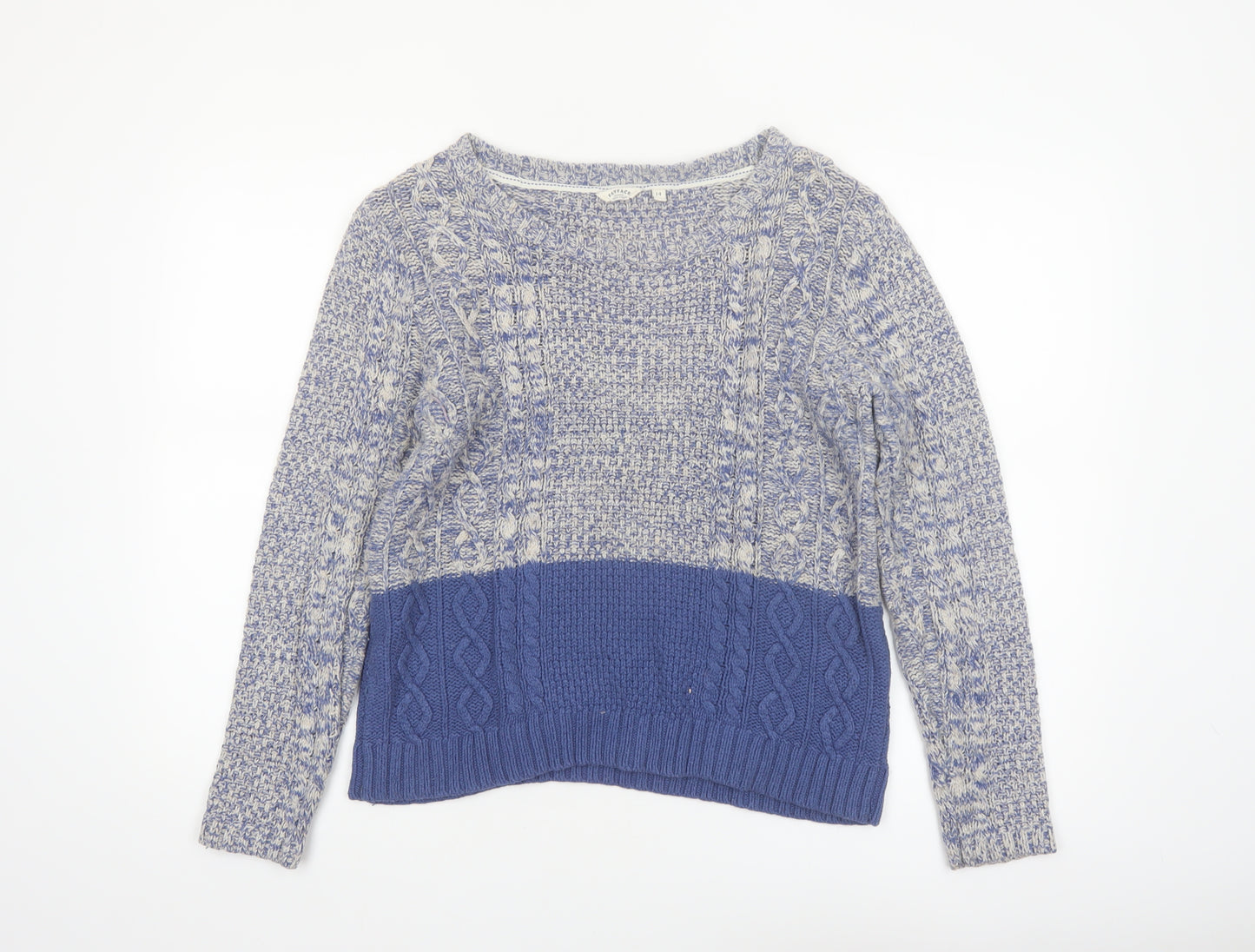 FatFace Women’s Blue Crew Neck Cable-Knit Jumper Size 14