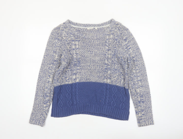 FatFace Women’s Blue Crew Neck Cable-Knit Jumper Size 14