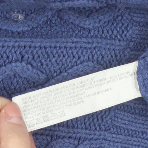 FatFace Women’s Blue Crew Neck Cable-Knit Jumper Size 14