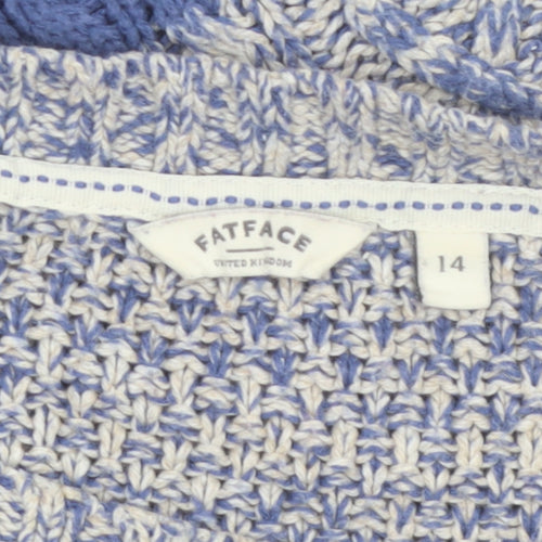 FatFace Women’s Blue Crew Neck Cable-Knit Jumper Size 14