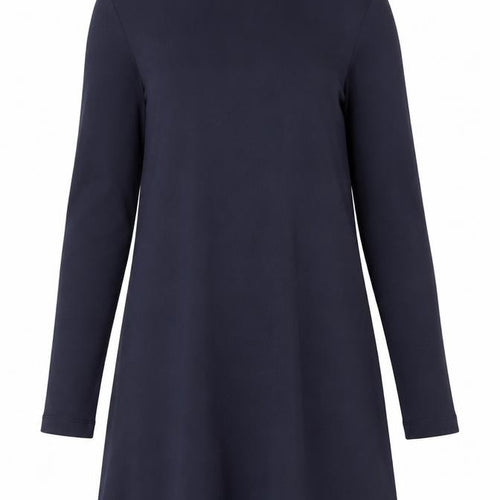 mbyM Women Blue S Shift Long Sleeve Mock Neck Dress