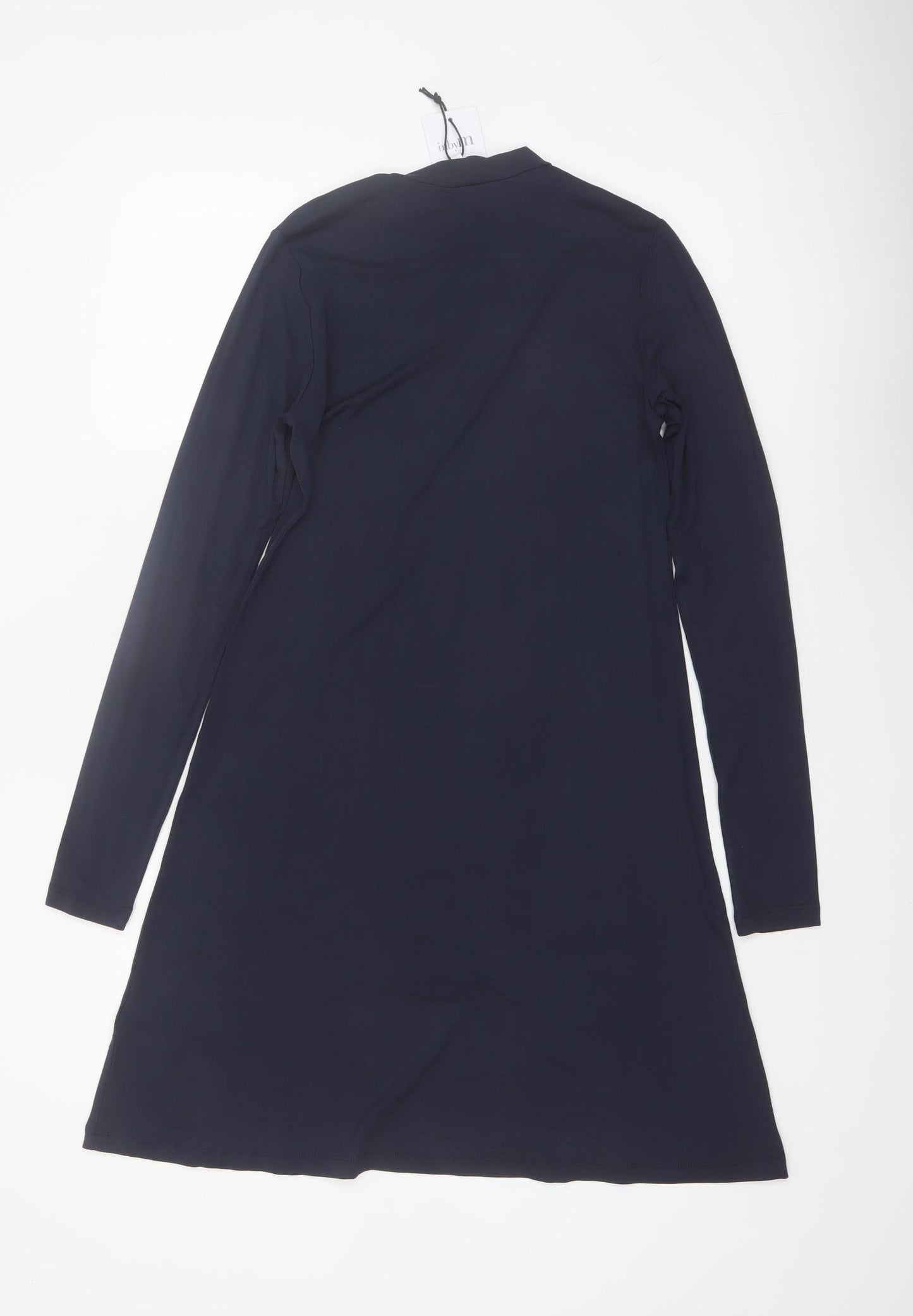 mbyM Women Blue S Shift Long Sleeve Mock Neck Dress