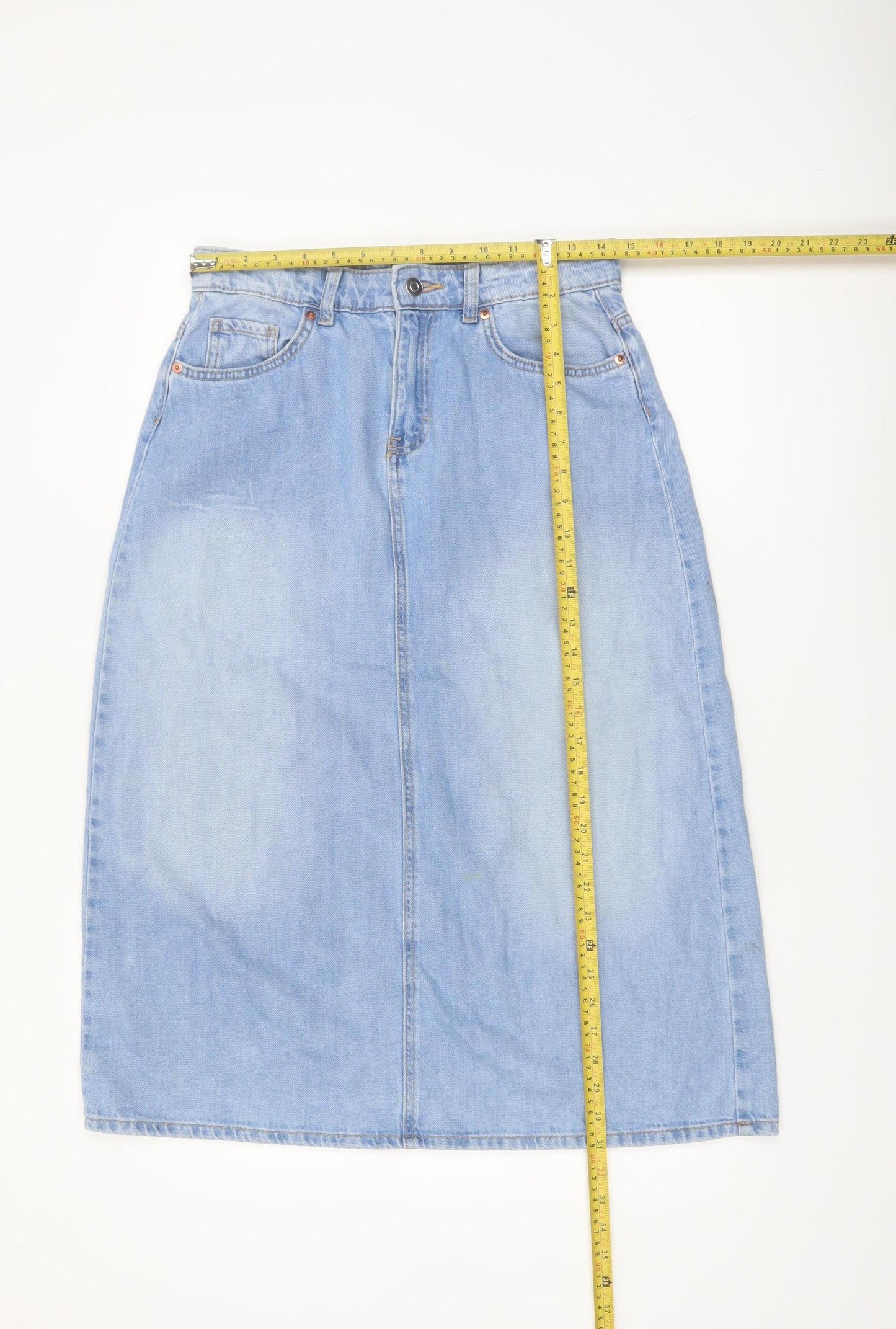 Dunnes Stores Women's Blue Denim Knee Length Cotton Skirt Size 10