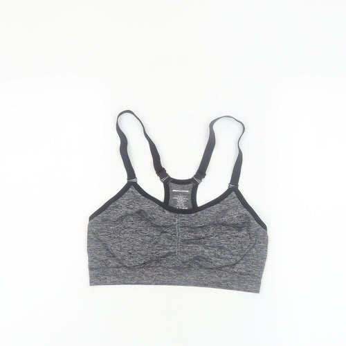 Skechers Womens Grey L Sports Bra Racerback Medium Support Activewear