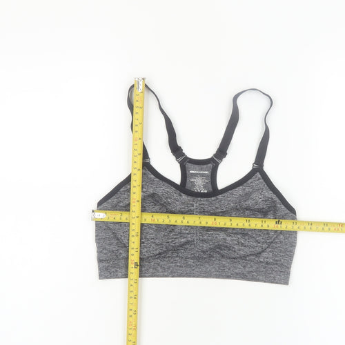 Skechers Womens Grey L Sports Bra Racerback Medium Support Activewear