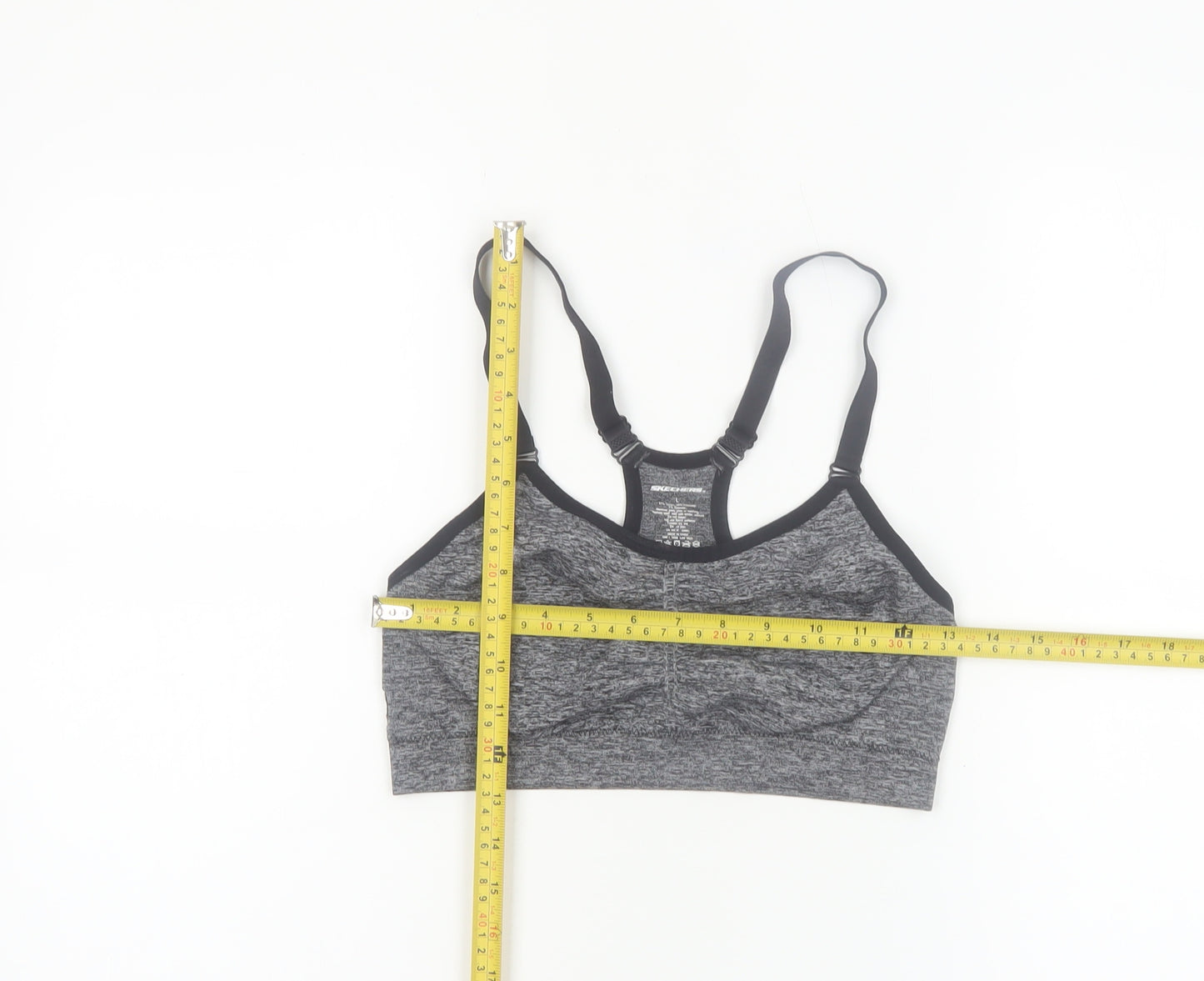 Skechers Womens Grey L Sports Bra Racerback Medium Support Activewear