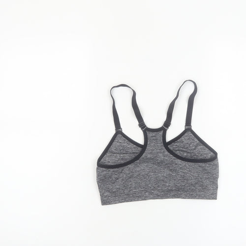 Skechers Womens Grey L Sports Bra Racerback Medium Support Activewear