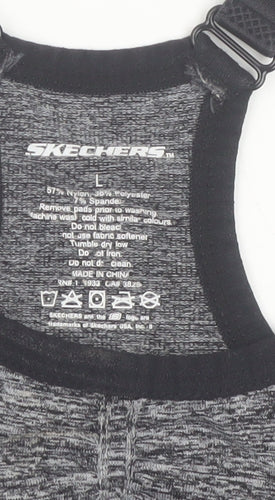 Skechers Womens Grey L Sports Bra Racerback Medium Support Activewear