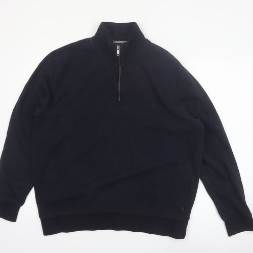 Next Men's Blue L 1/4 Zip High Neck Pullover Sweatshirt