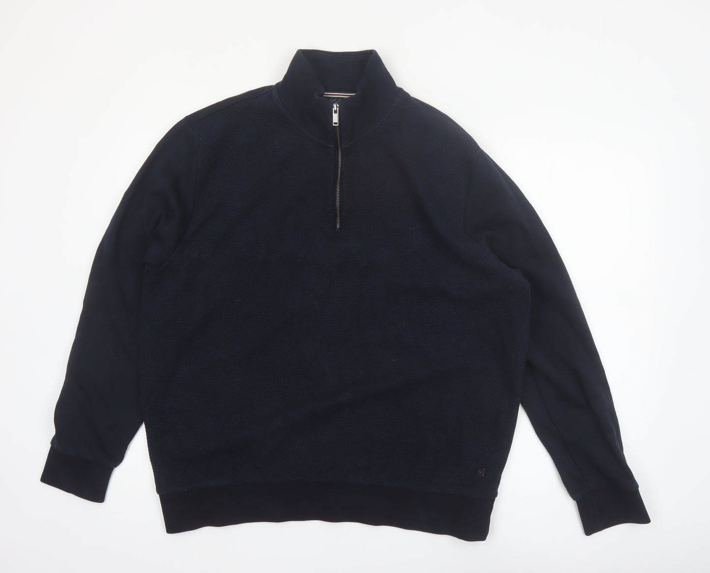 Next Men's Blue L 1/4 Zip High Neck Pullover Sweatshirt