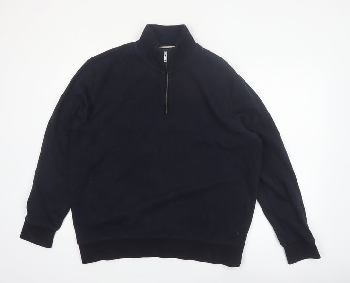 Next Men's Blue L 1/4 Zip High Neck Pullover Sweatshirt