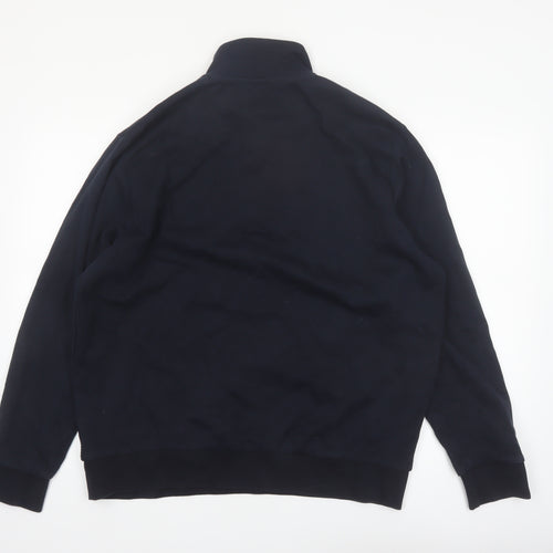 Next Men's Blue L 1/4 Zip High Neck Pullover Sweatshirt