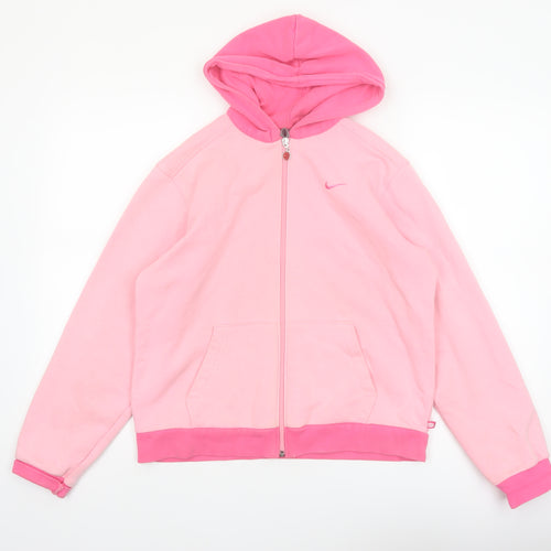 Nike Girls Pink Full Zip Hoodie XL 16 Years Fleece Casual Sportswear