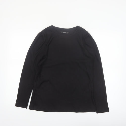 Dunnes Women Black Long Sleeve Ribbed Cotton Stretch Top L