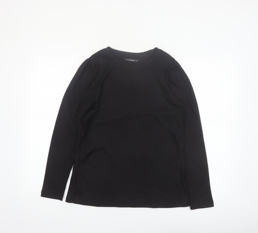 Dunnes Women Black Long Sleeve Ribbed Cotton Stretch Top L