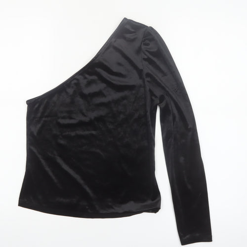 Vero Moda Women’s Black One Shoulder Velvet Long Sleeve Blouse Size S