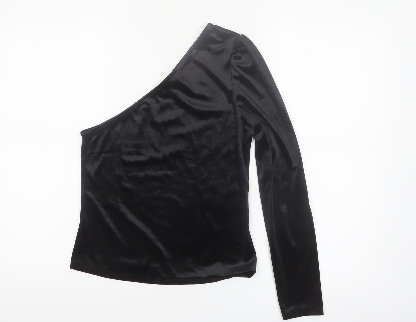 Vero Moda Women’s Black One Shoulder Velvet Long Sleeve Blouse Size S
