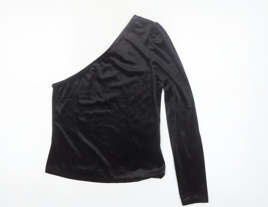 Vero Moda Women’s Black One Shoulder Velvet Long Sleeve Blouse Size S