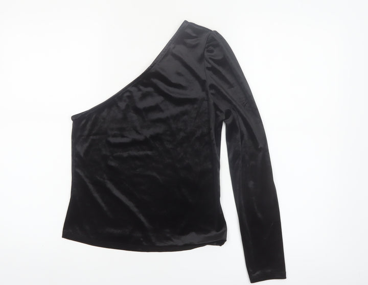 Vero Moda Women’s Black One Shoulder Velvet Long Sleeve Blouse Size S