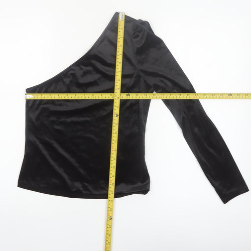 Vero Moda Women’s Black One Shoulder Velvet Long Sleeve Blouse Size S